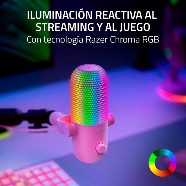 Microfono Gamer Razer Seiren V3 Chroma Usb Streaming Supercardioide C/N Sensor Touch Silent Quartz - Imagen 2