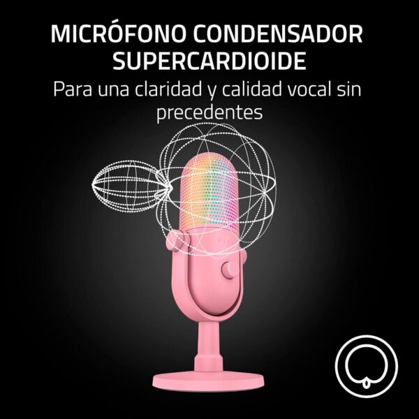 Microfono Gamer Razer Seiren V3 Chroma Usb Streaming Supercardioide C/N Sensor Touch Silent Quartz - Imagen 4
