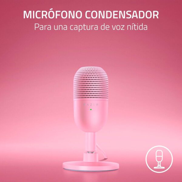 Microfono Gamer Razer Seiren V3 Mini Usb Streaming Supercardioide C/N Sensor Touch Silent Quartz - Imagen 2