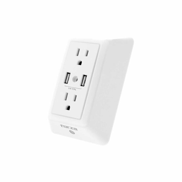 Forza Toma Corriente De Pared Forza-Fwt-2201 2X Nema 5-15R-X2 Ptos Usb Con Luz Nocturna - Imagen 2
