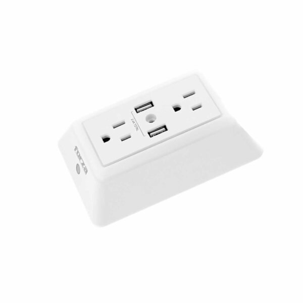 Forza Toma Corriente De Pared Forza-Fwt-2201 2X Nema 5-15R-X2 Ptos Usb Con Luz Nocturna - Imagen 3