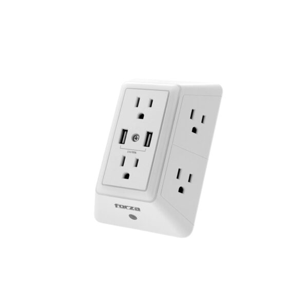 Forza Toma Corriente De Pared Forza Fwt-6201 Usb-6X Nema 5-15R-X2 Puertos Usb Con Luz Nocturna - Imagen 3