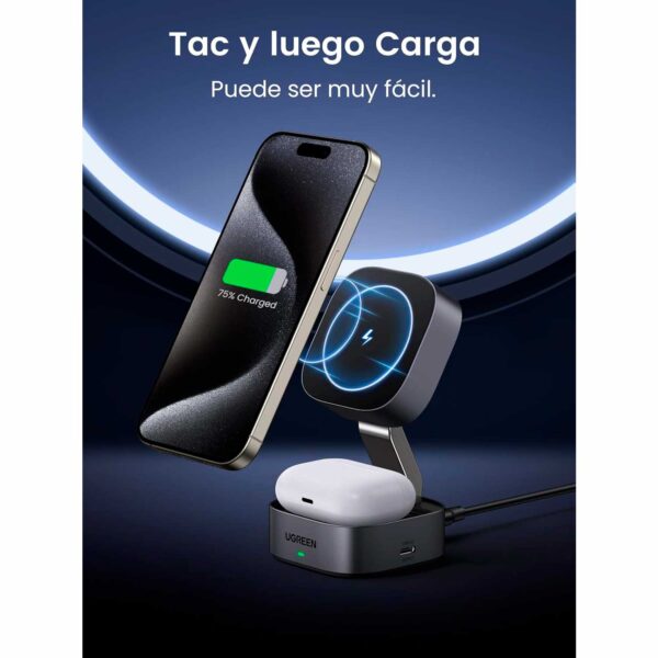 Cargador Ugreen inalámbrico Magsafe 2 en 1 W526 35278 - Imagen 3
