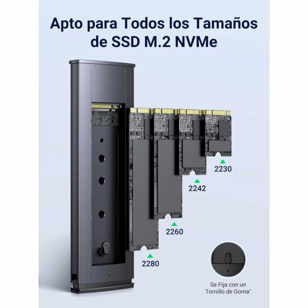 Case Para Disco M2 PCIe NVMe a USB C y A Ugreen CM578-15512 - Imagen 2