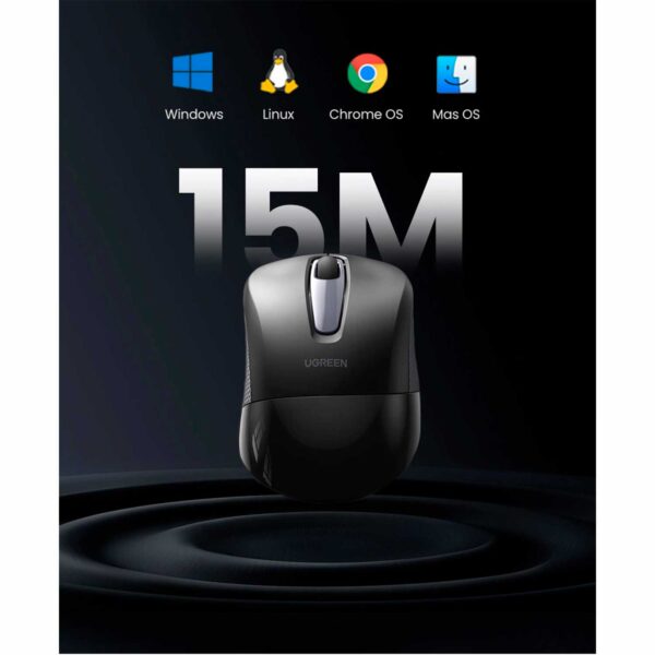 Mouse Ugreen Inalambrico Ergonomico 2.4 G 2400 Dpi Negro MU003 |90371 - Imagen 2