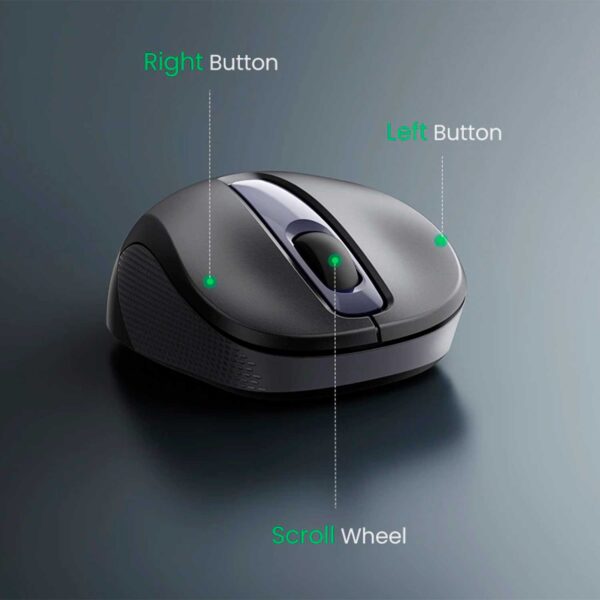 Mouse Ugreen Inalambrico Ergonomico 2.4 G 2400 Dpi Negro MU003 |90371 - Imagen 4