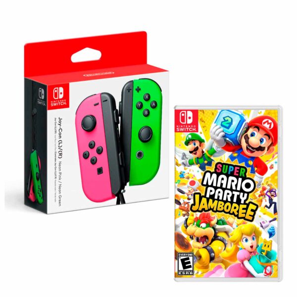 Controles Joy-Con Pink Green + Mario Party Jamboree