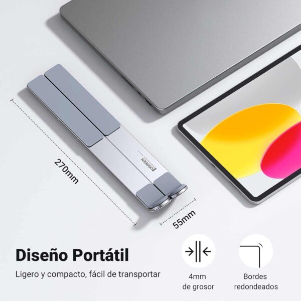 Soporte portátil Ugreen para laptop de 8" a 17.3" Metal Silver (40289) - Imagen 6