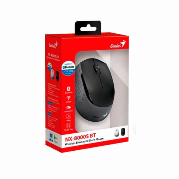 Mouse Genius Nx 8000S Bt Wireless/Bluetooth Blueeye Silent Ergonomico Black - Imagen 4