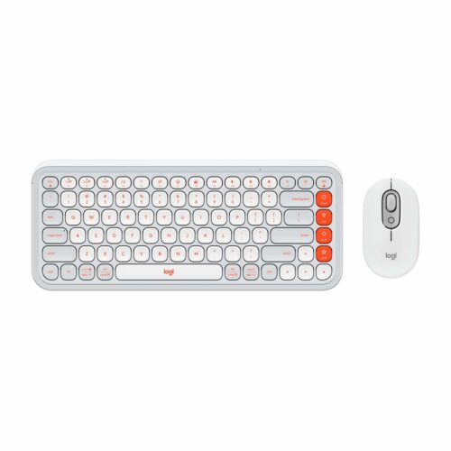 Teclado Logitech + Mouse Pop Icon Bluetooth/Wireless Sp Copilot White