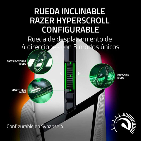 Mouse Gamer Razer Basilisk V3 Pro 35K Dpi Multi-Dispositivo 210H Wireless / Bt / Usb-A Switch Optico 90M 13 Zonas Chroma White - Imagen 2