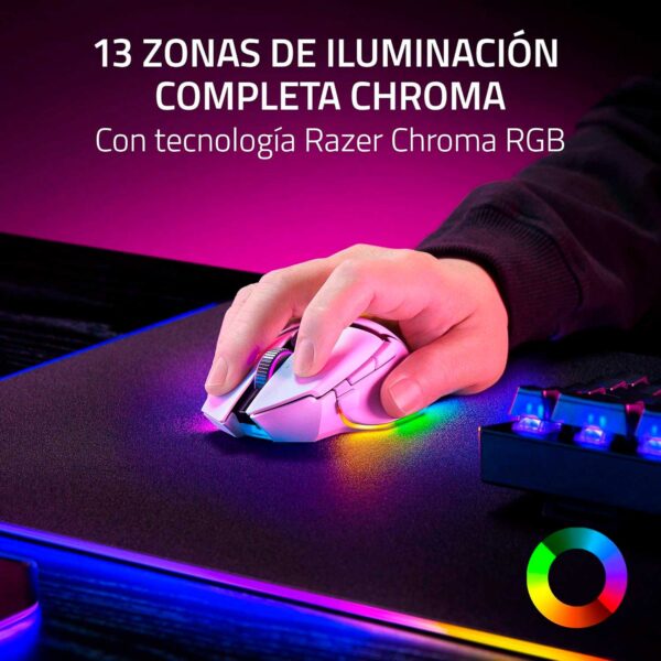 Mouse Gamer Razer Basilisk V3 Pro 35K Dpi Multi-Dispositivo 210H Wireless / Bt / Usb-A Switch Optico 90M 13 Zonas Chroma White - Imagen 6