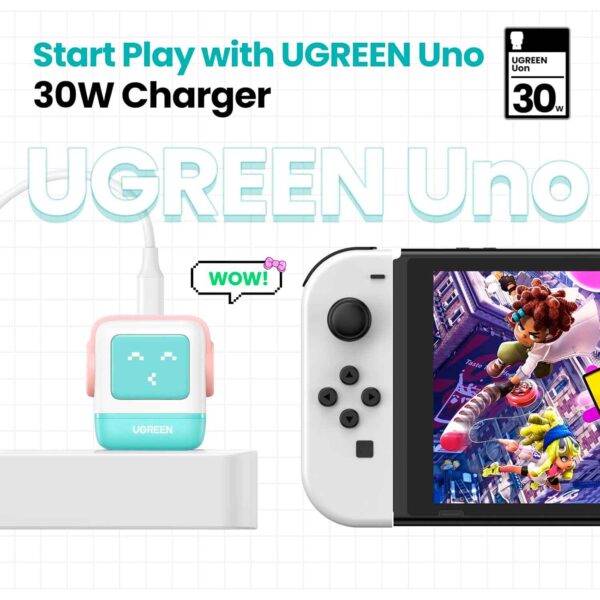 Cargador Ugreen Robot 30 Watts Tipo C Pantalla Led Carga Rapida Pink Blue Us 45089 - Imagen 2