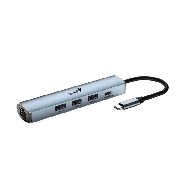 Adaptador Hub USB-C Genius UH-545 gigabit ethernet 1-usb-c 3-usb-A - Imagen 3