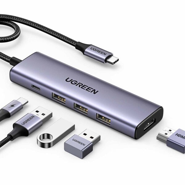 Adaptador Hub Ugreen 5-en-1 de USB-C a HDMI/USB-A/PD 100w Black (15597) - Imagen 2