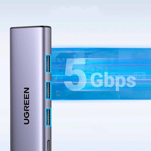 Adaptador Hub Ugreen 5-en-1 de USB-C a HDMI/USB-A/PD 100w Black (15597) - Imagen 6