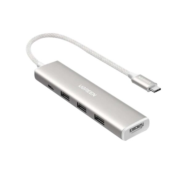 Adaptador Hub Ugreen 5-en-1 de USB-C a HDMI/USB-A/PD 100w White (35580)