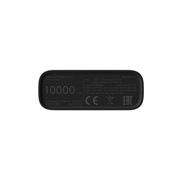 Power Bank Xiaomi 10000Mah Mi Power Bank 3 Ultra Compact Black - Imagen 3