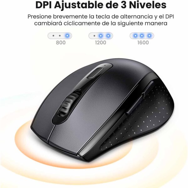 Mouse Ergonomico Inalámbrico Ugreen 2.4G con Receptor 1600 dpi Negro M511 45012 - Imagen 3