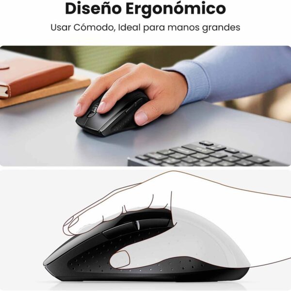 Mouse Ergonomico Inalámbrico Ugreen 2.4G con Receptor 1600 dpi Negro M511 45012 - Imagen 4
