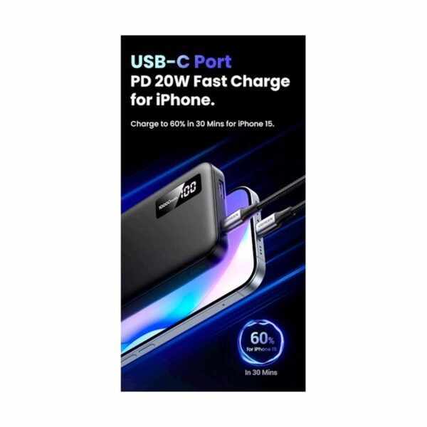 Power Bank Ugreen Carga Rapida Pantalla Digital 10000mAh 20W Negro Pb311 25742 - Imagen 3