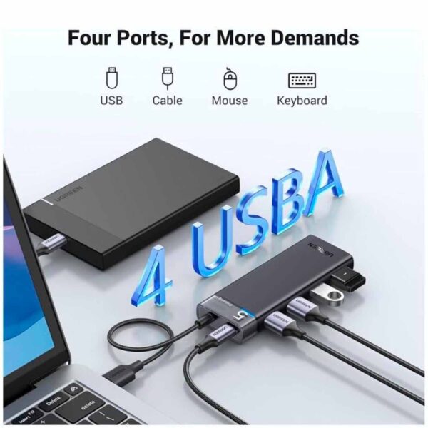 Adaptador Hub Ugreen 4 Puertos Usb-A Cable Alimentador Usb-A Cm653 15548 - Imagen 2