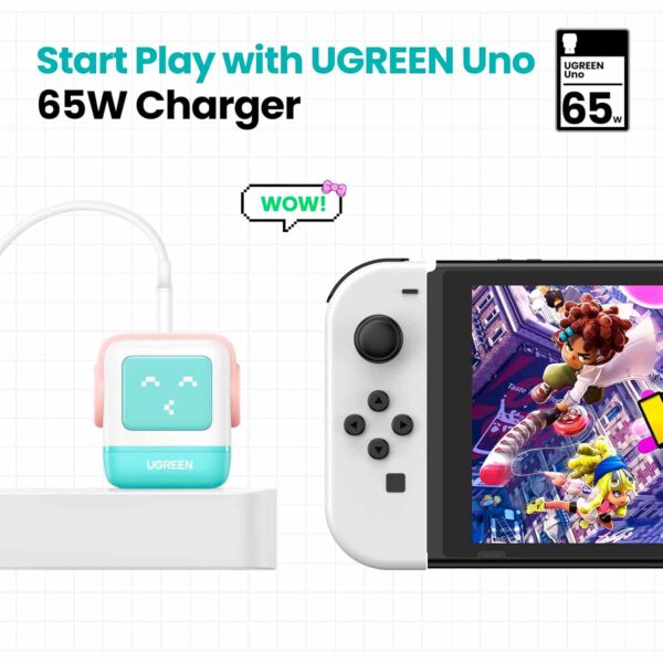 Cargador Ugreen Robot 65 Watts Tipo C Pantalla Led Carga Rapida Pink Blue 35856 - Imagen 5