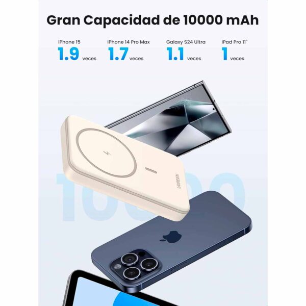 Power Bank Ugreen Nexode 10000Mah Magnetic Wireless 20W Beige Pb760 35341 - Imagen 3