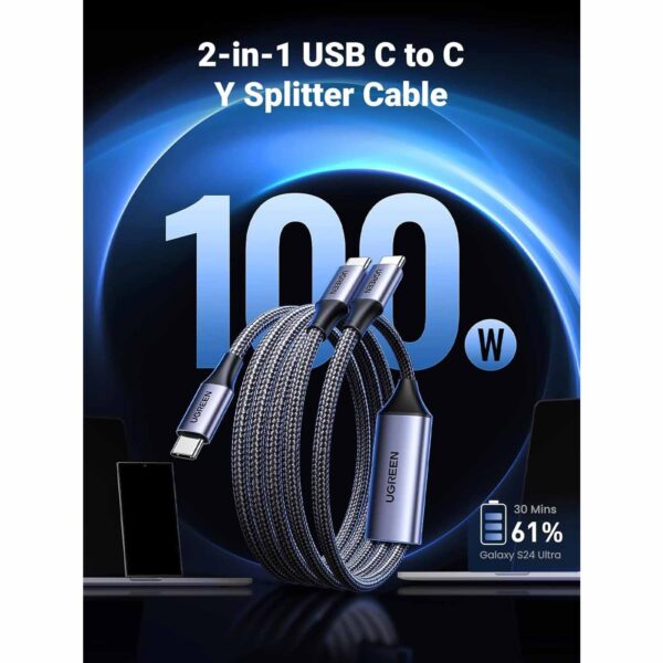 Cable Ugreen de Carga Rápida USB-C a USB-C 2 In1 100W Us561 35087 - Imagen 2