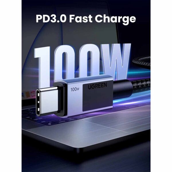 Cable Ugreen de Carga Rápida USB-C a USB-C 100W Space Gray 2M 45064 - Imagen 2