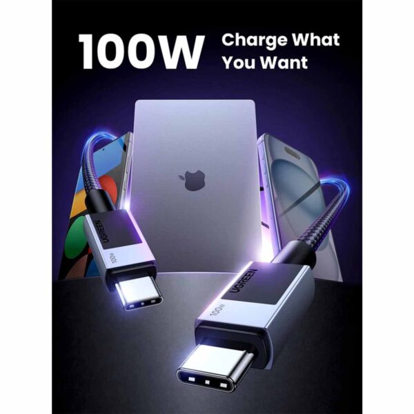 Cable Ugreen de Carga Rápida USB-C a USB-C 100W Space Gray 3M 45065 - Imagen 4