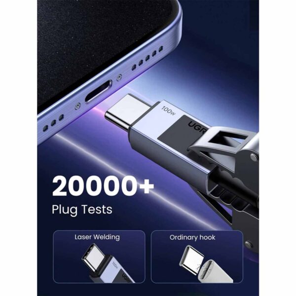 Cable Ugreen de Carga Rápida USB-C a USB-C 100W Space Gray 3M 45065 - Imagen 5