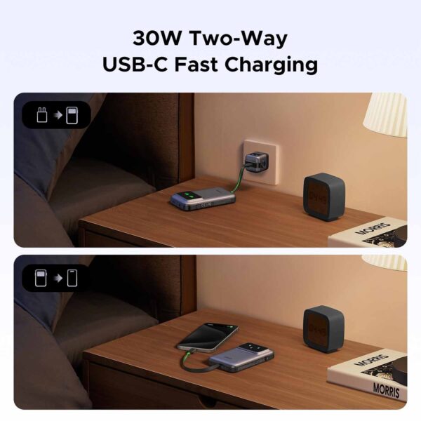 Power Bank Ugreen 10000Mah con Cable USB-C 30W Negro Pb511 35603B - Imagen 4