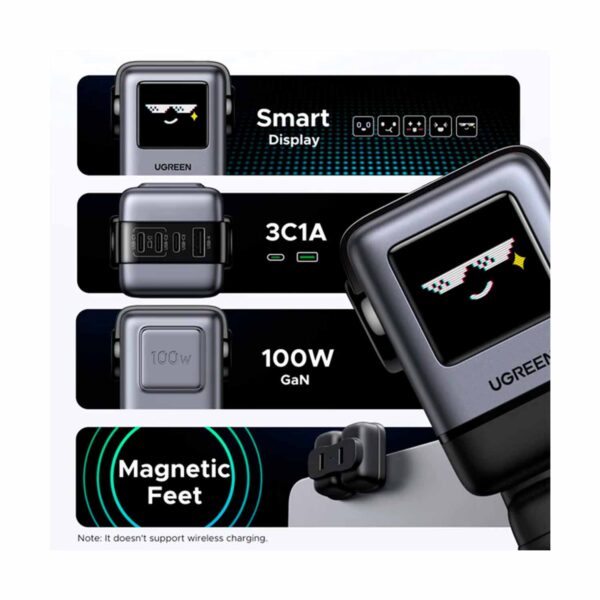Cargador Ugreen Robot 100 Watts Tipo C Pantalla Led Carga Rapida Negro X688 45514B - Imagen 4