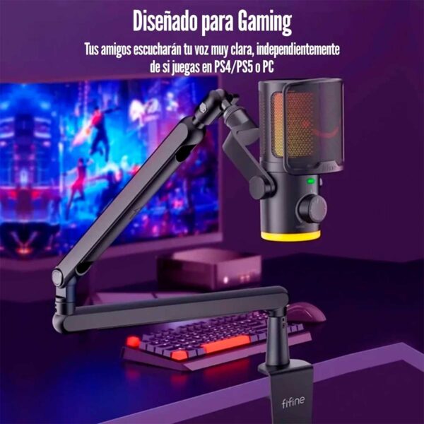 Microfono Gamer Fifine Tam6 Con Brazo Black - Imagen 5