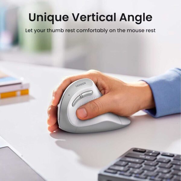 Mouse UGREEN Wireless 2.4 GHz & Bluetooth Vertical Ergonomic 5 Buttons MU008 White 45759 - Imagen 2