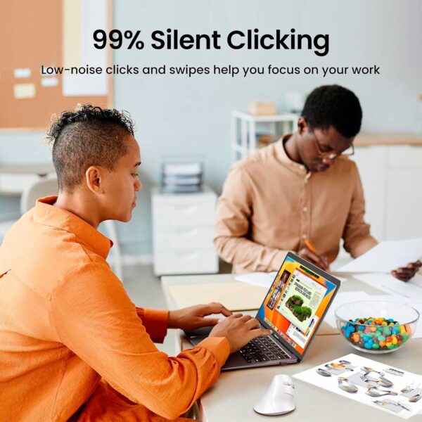 Mouse UGREEN Wireless 2.4 GHz & Bluetooth Vertical Ergonomic 5 Buttons MU008 White 45759 - Imagen 5