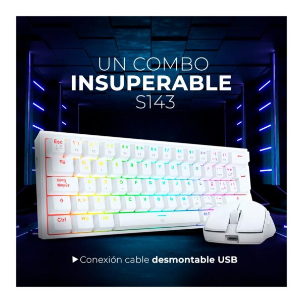 Combo Redragon S143 Teclado K617Rgb Fizz Sp (Español Cableado) + Mouse M724 White - Imagen 2