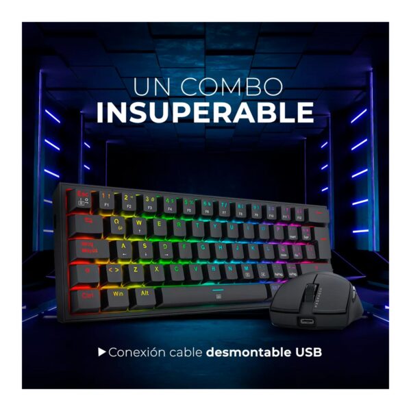 Combo Redragon S143 Teclado K617Rgb Fizz Sp (Español Cableado) + Mouse M724 Black - Imagen 2