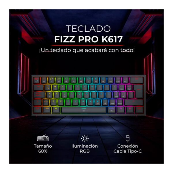 Combo Redragon S143 Teclado K617Rgb Fizz Sp (Español Cableado) + Mouse M724 Black - Imagen 3