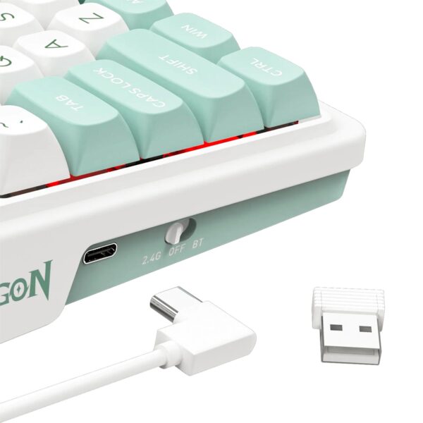 Teclado Gamer Redragon Galatin Pro Rgb Wireless English K719Wg White/Green - Imagen 5