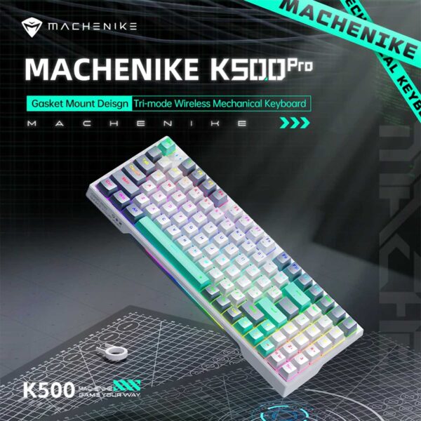 Teclado Gamer Machenike K500 Pro-B94 RGB Tri-modo BT Sp Mechanical Gray - Imagen 2