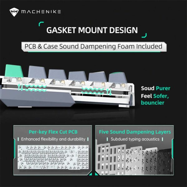 Teclado Gamer Machenike K500 Pro-B94 RGB Tri-modo BT Sp Mechanical Gray - Imagen 3
