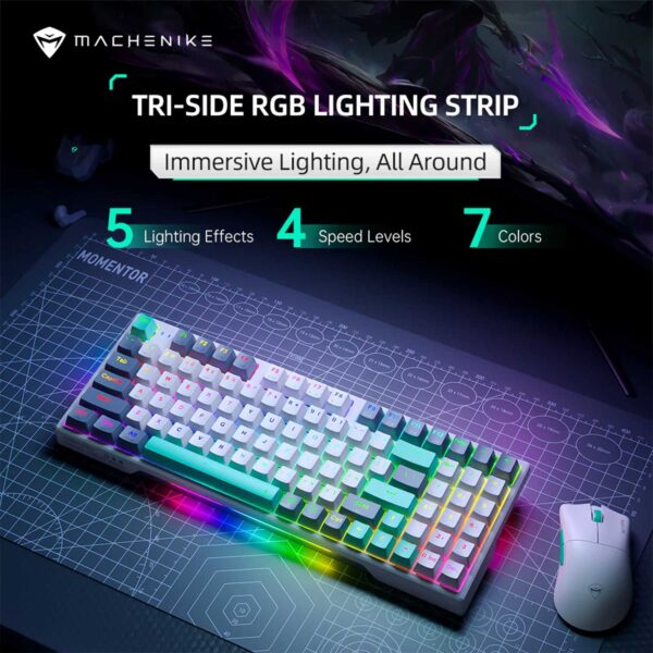 Teclado Gamer Machenike K500 Pro-B94 RGB Tri-modo BT Sp Mechanical Gray - Imagen 4