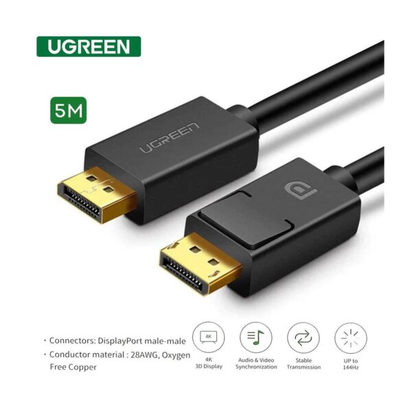 Cable Displayport Ugreen M/M 4K 5M Negro DP102-10213 - Imagen 3
