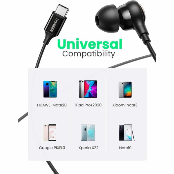 Audifonos Alambricos Ugreen USB-C In-Ear Con Microfono Negro EP103-30638 - Imagen 6