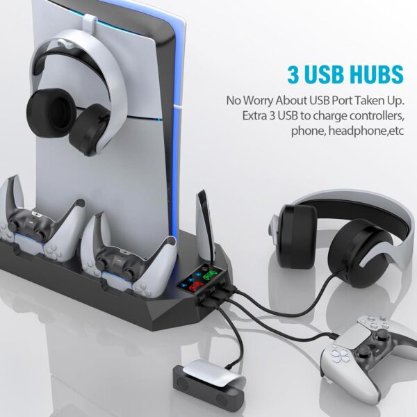 Base de Carga con Soporte de Refrigeracion para PS5 Slim & Standard Negro - Imagen 4