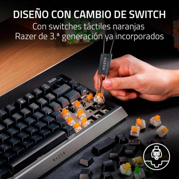 Teclado Gamer Razer Blackwidow V4 75% Mechanical Us Switch Orange Chroma Black - Imagen 2