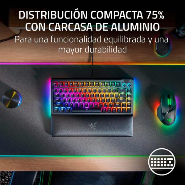 Teclado Gamer Razer Blackwidow V4 75% Mechanical Us Switch Orange Chroma Black - Imagen 3