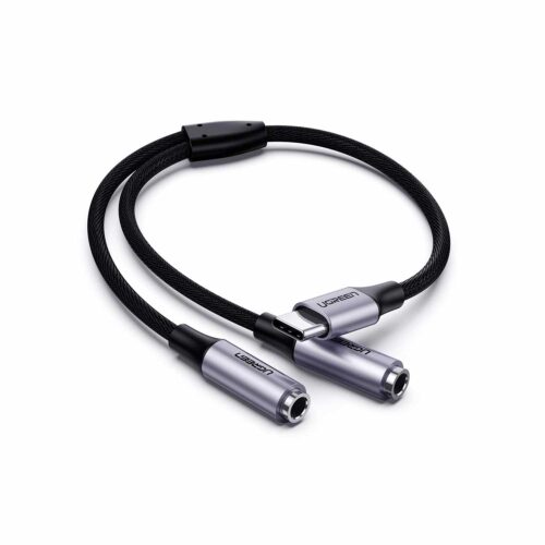 Cable de Audio USB-C a 3.5mm x2 Hembra Ugreen 25cm AV144 30732 Negro